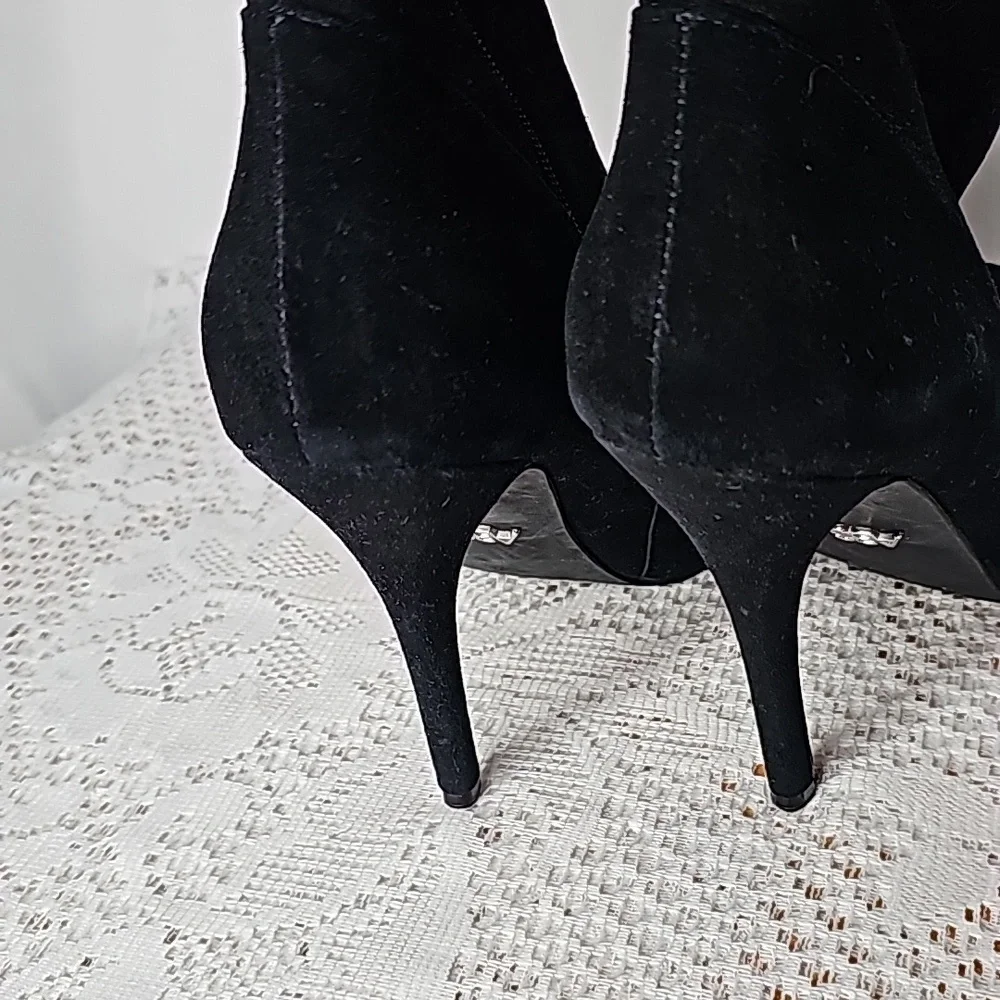 ABS Allen Schwartz Maraeah studded suede over the knee thigh high black boots 10